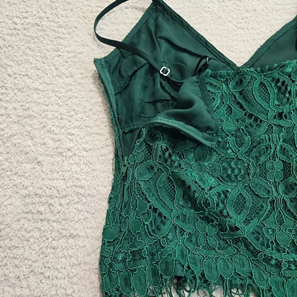 Green lace tank top cami crop top Size S by Xhilaration Y2K Whimsygoth - Picture 10 of 10